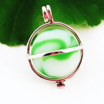Green Swirl Opaque Sea Glass Marble Pendant