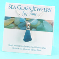 Terrific Turquoise Sea Glass Pendant with Pattern